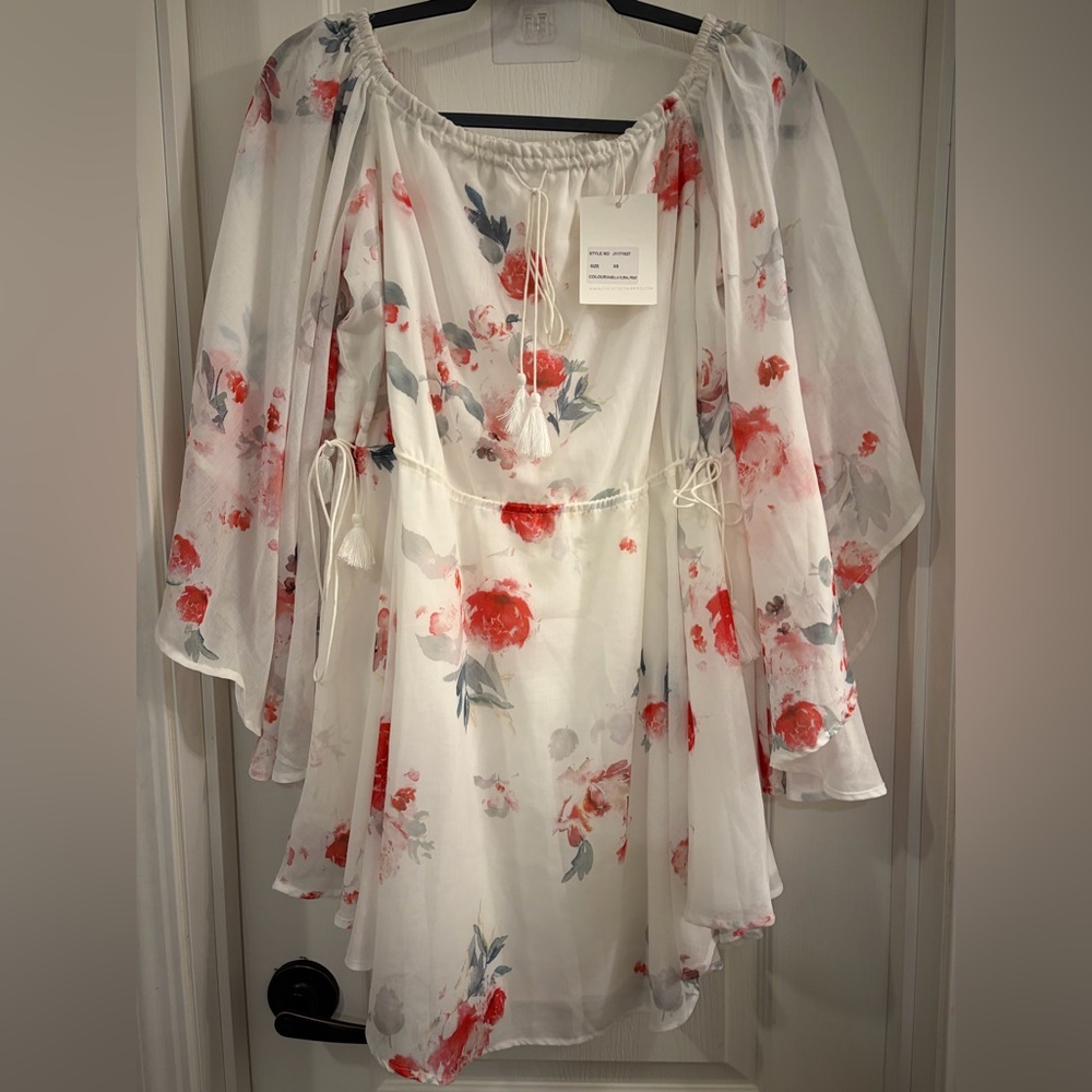 The Jetset Diaries Floral White and Red Dress